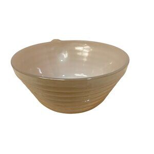 Vintage Fire King Beige Ceramic Soup Bowl With Handle 5" x  7"